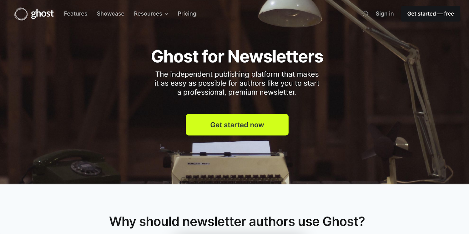 ghost - I 6 migliori strumenti di newsletter via email che ti aiuteranno a far crescere il tuo pubblico