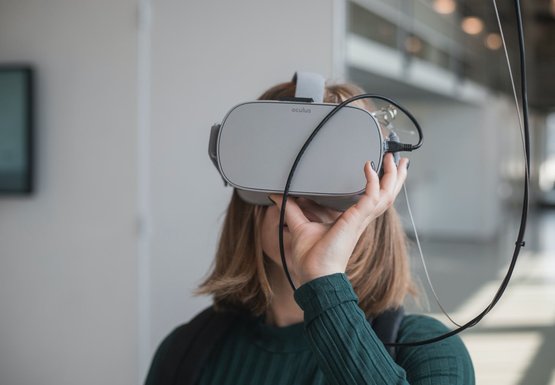 A girl wearing a VR headset