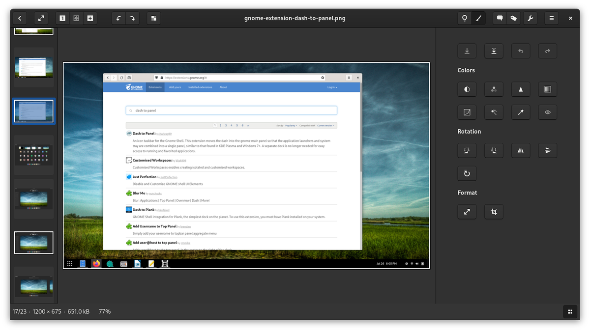 The gThumb app on GNOME.