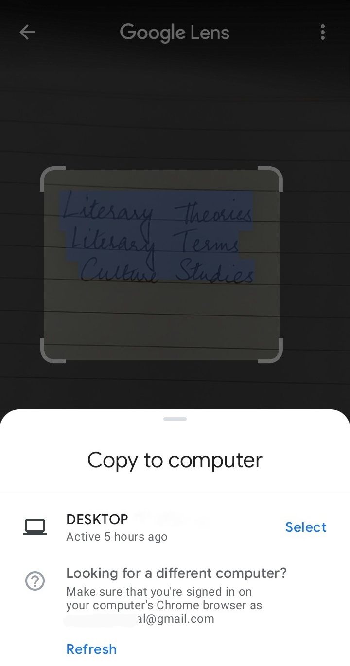 google lens connecting to computer