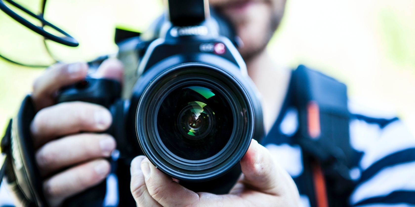 A person holding a camera