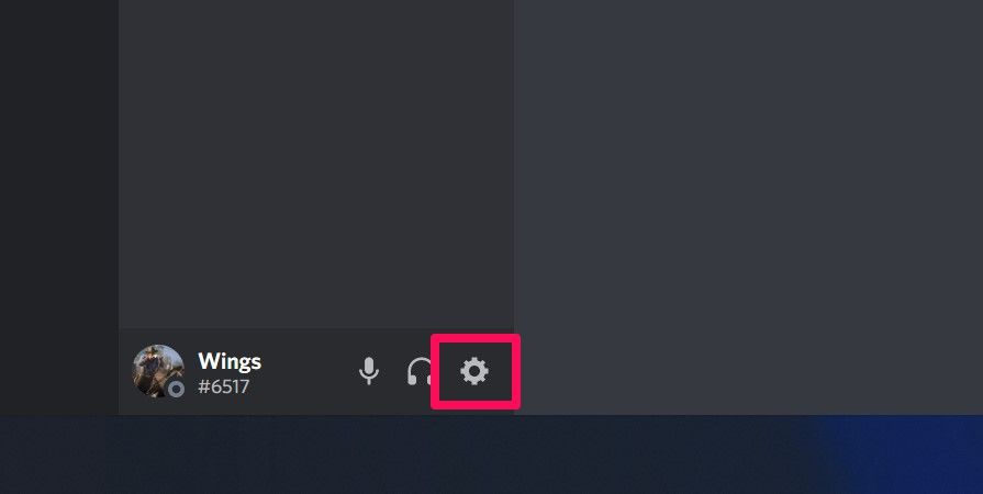 Accessing Discord settings menu on desktop