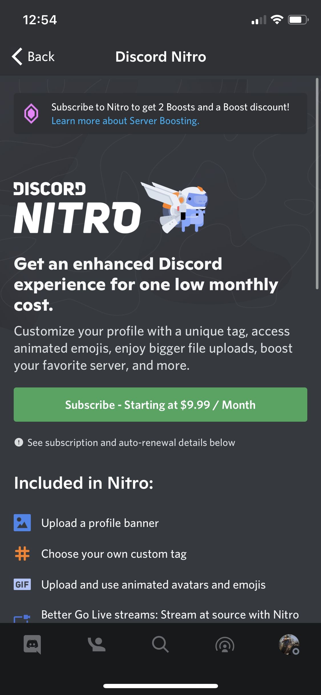 Subscribing to Discord Nitro on mobile