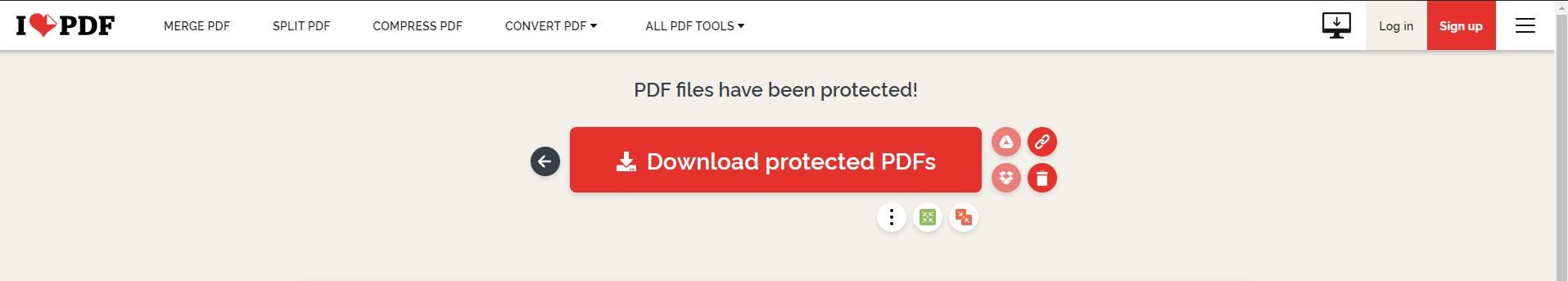 iLovePDF save protected file