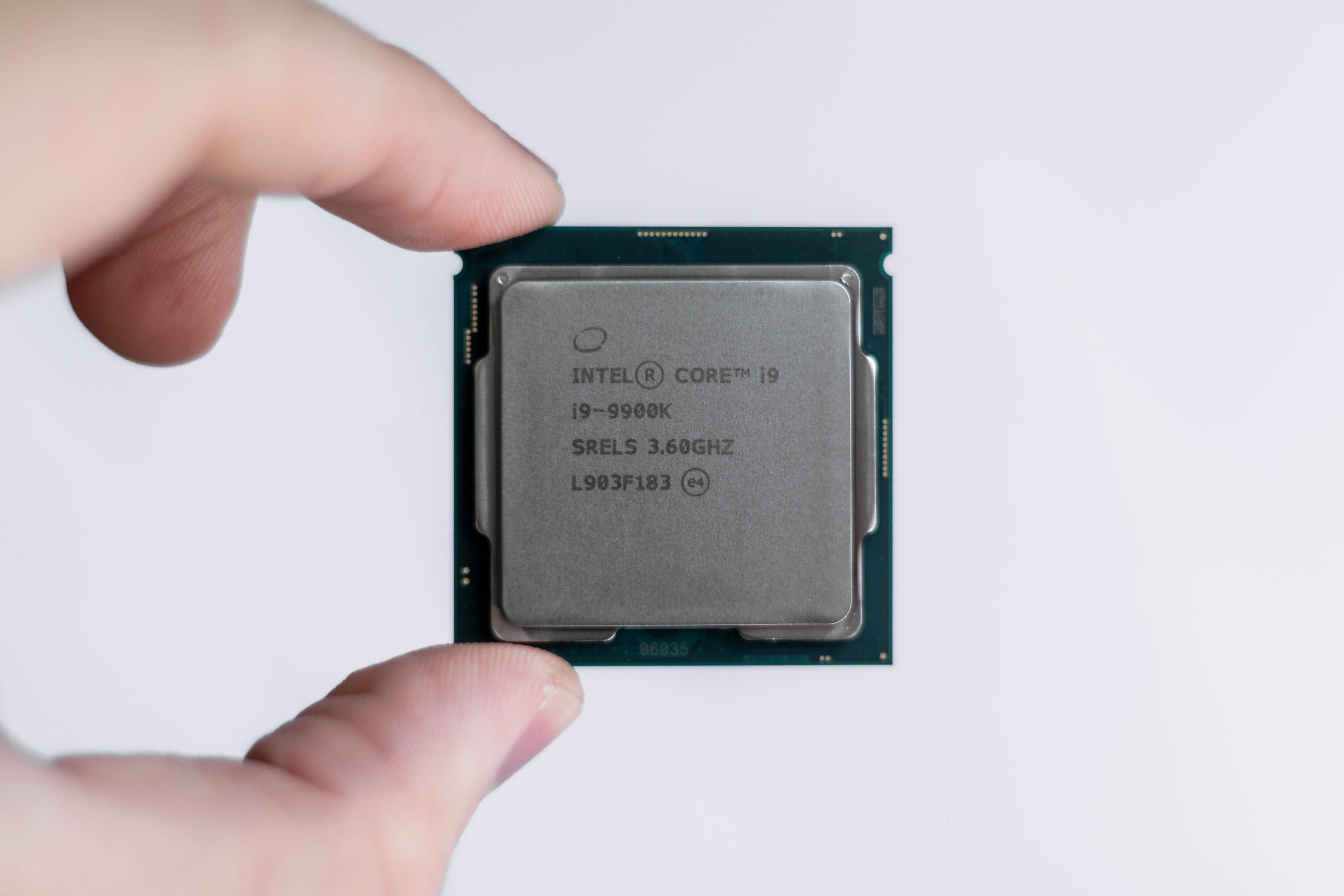 Photo of the Intel Core chip in a person's hand
