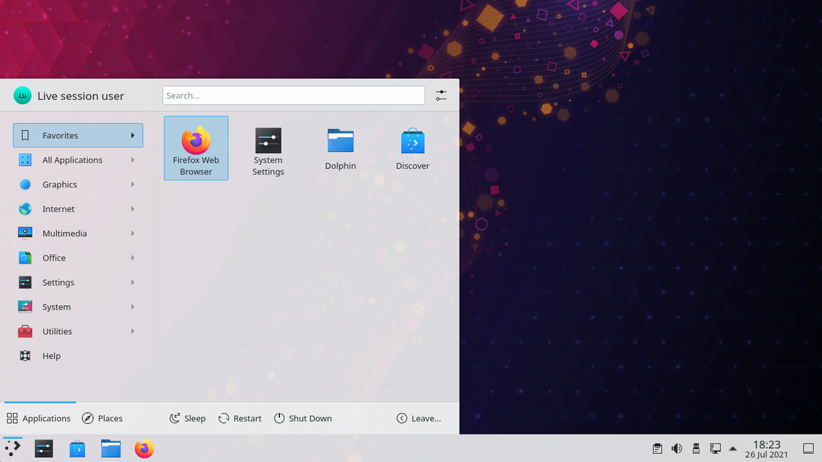 The default KDE Plasma desktop on KDE Neon.