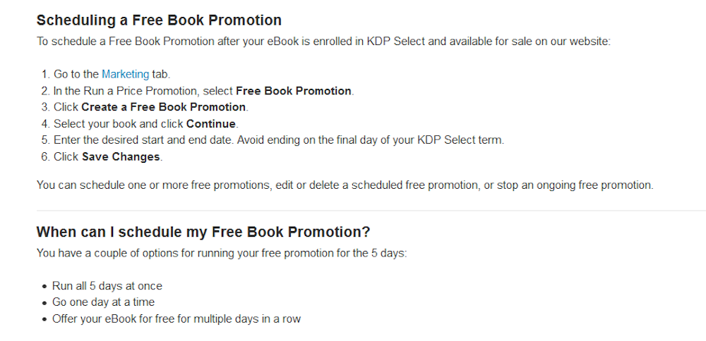 KDP gratis bog Promotion Information
