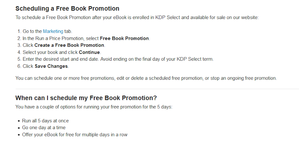 KDP Free Book Promotion Information