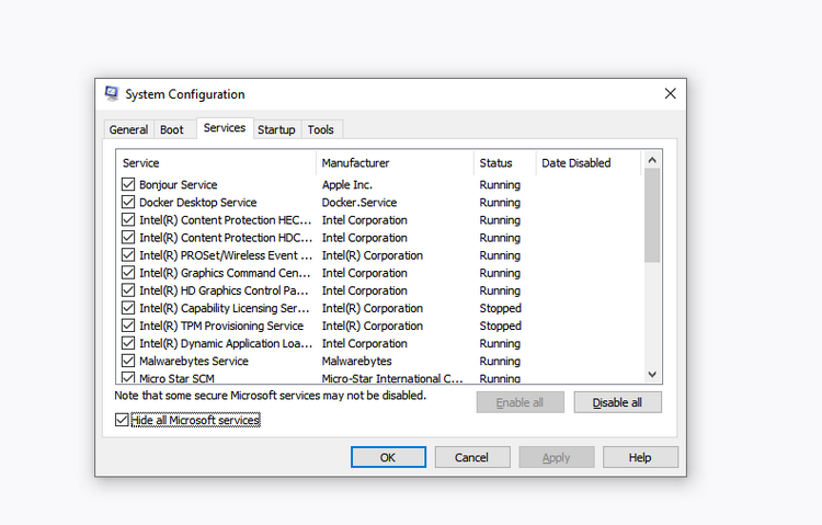 launch system configuration app in Windows 10