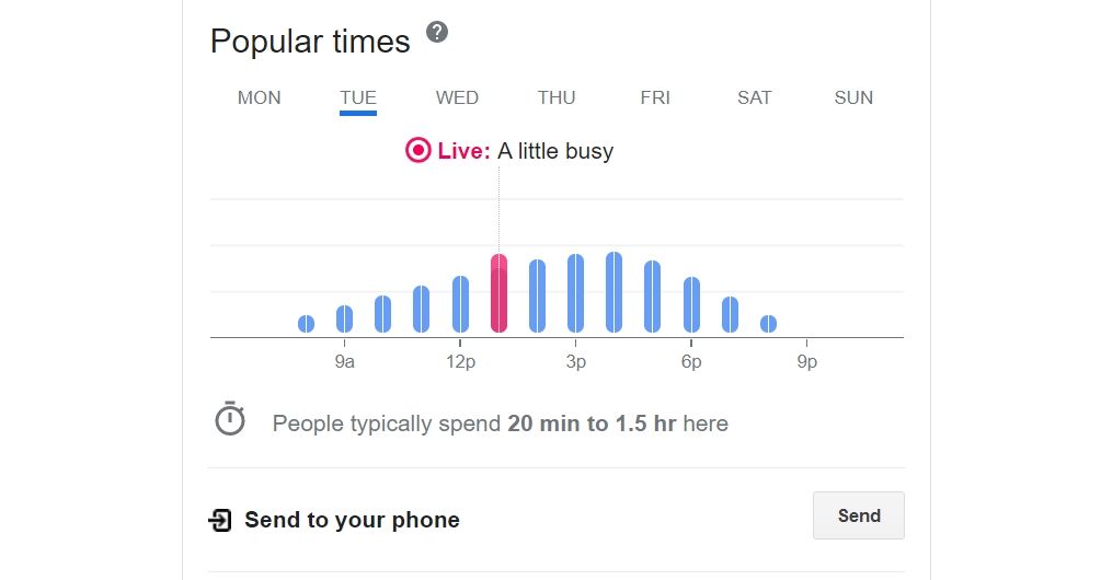 The Live Busyness feature in Google Maps.