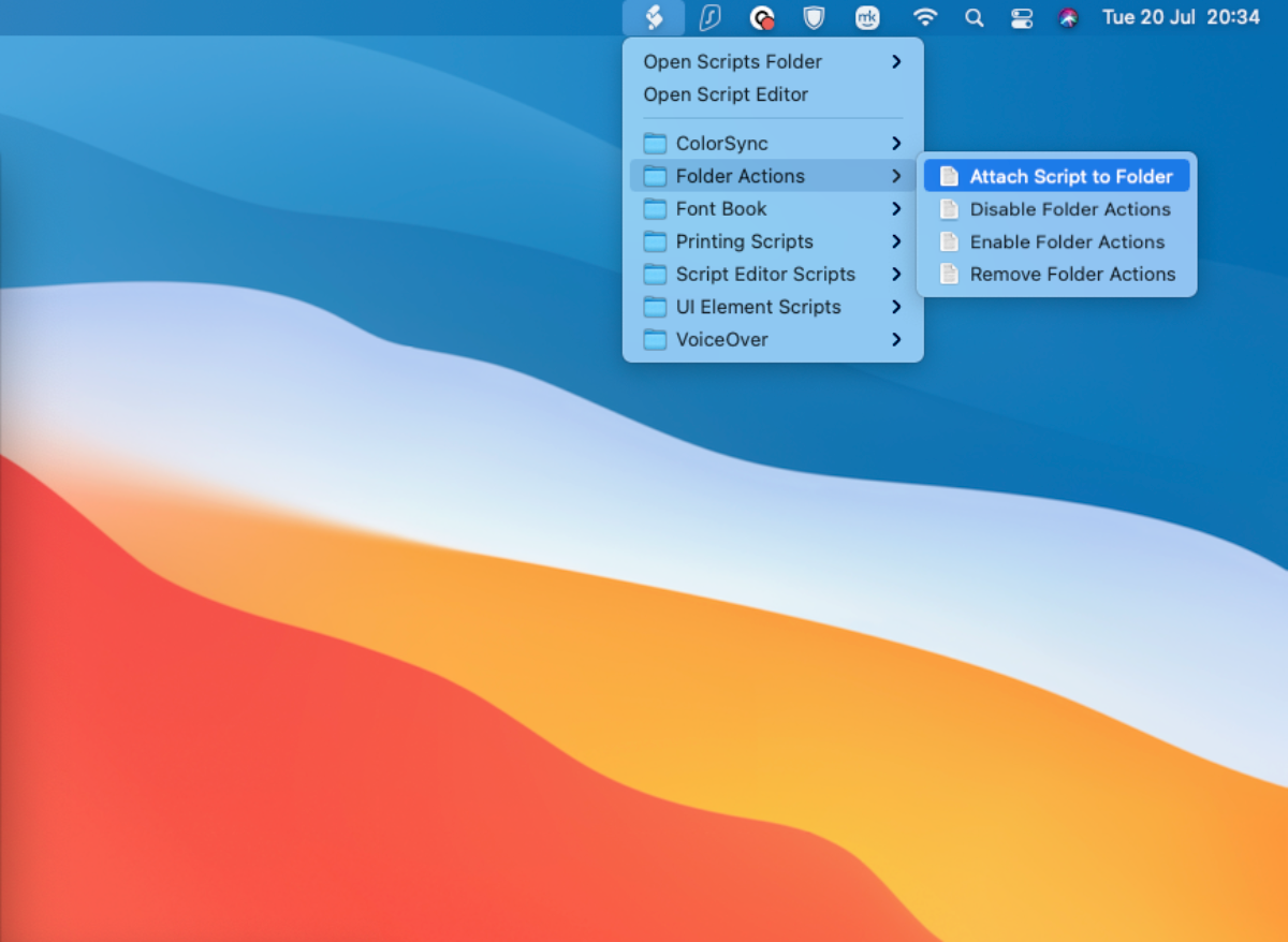 mac script menu enable folder actions