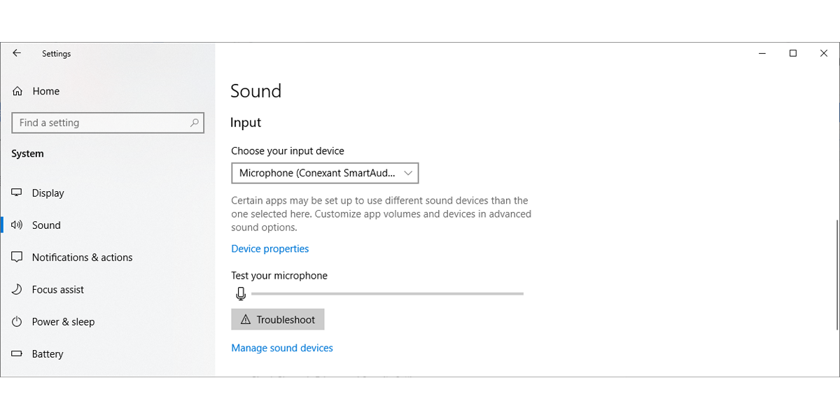 Microphone settings in Windows 10