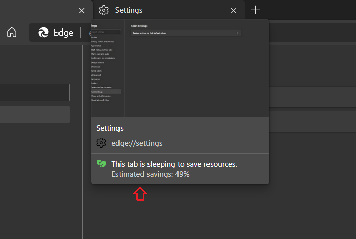 Microsoft Edge's new sleeping tab savings tracker