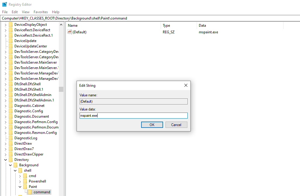 modifying context menu registry tweak