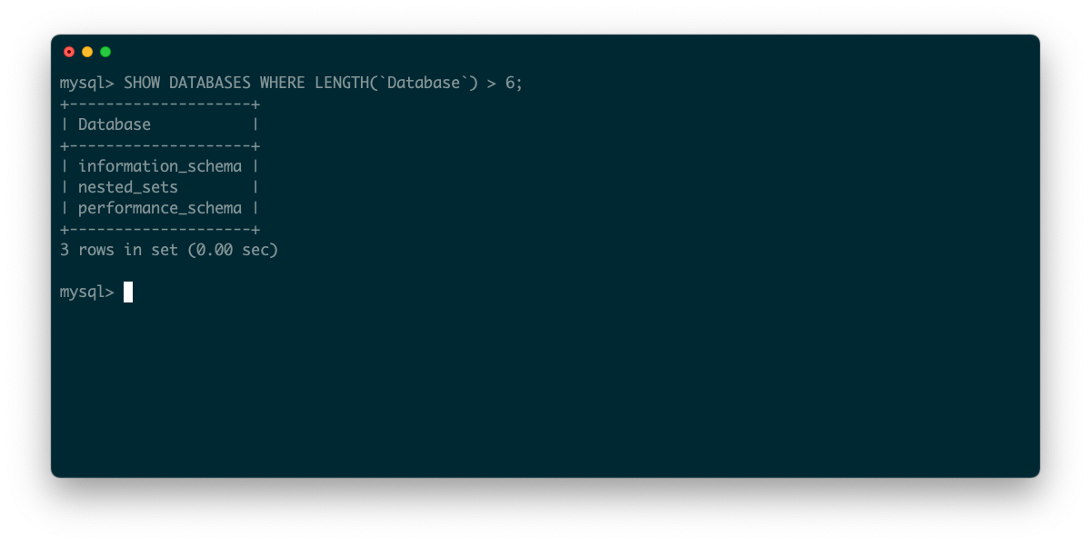 mysql show databases location on disk