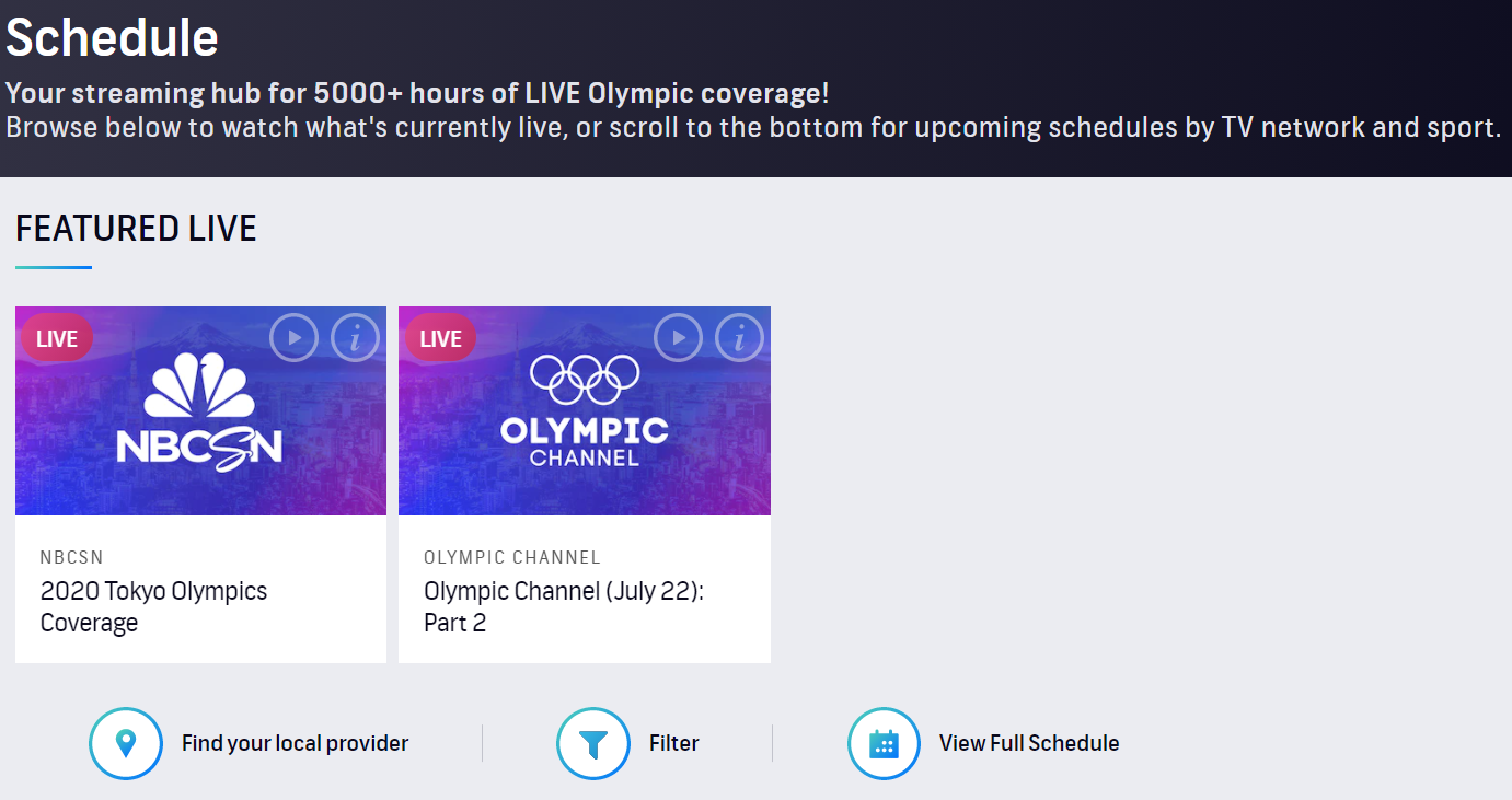 Nbc Olympic Schedule Tv - Olympic Live Streams Tv Listings Schedule Nbc