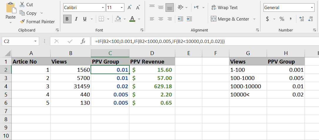 nested if statements on excel for mac