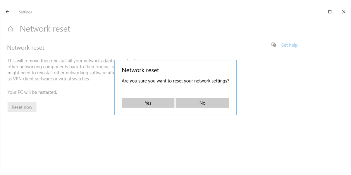 network reset 1 - Come riparare un adattatore di rete mancante in Windows 10