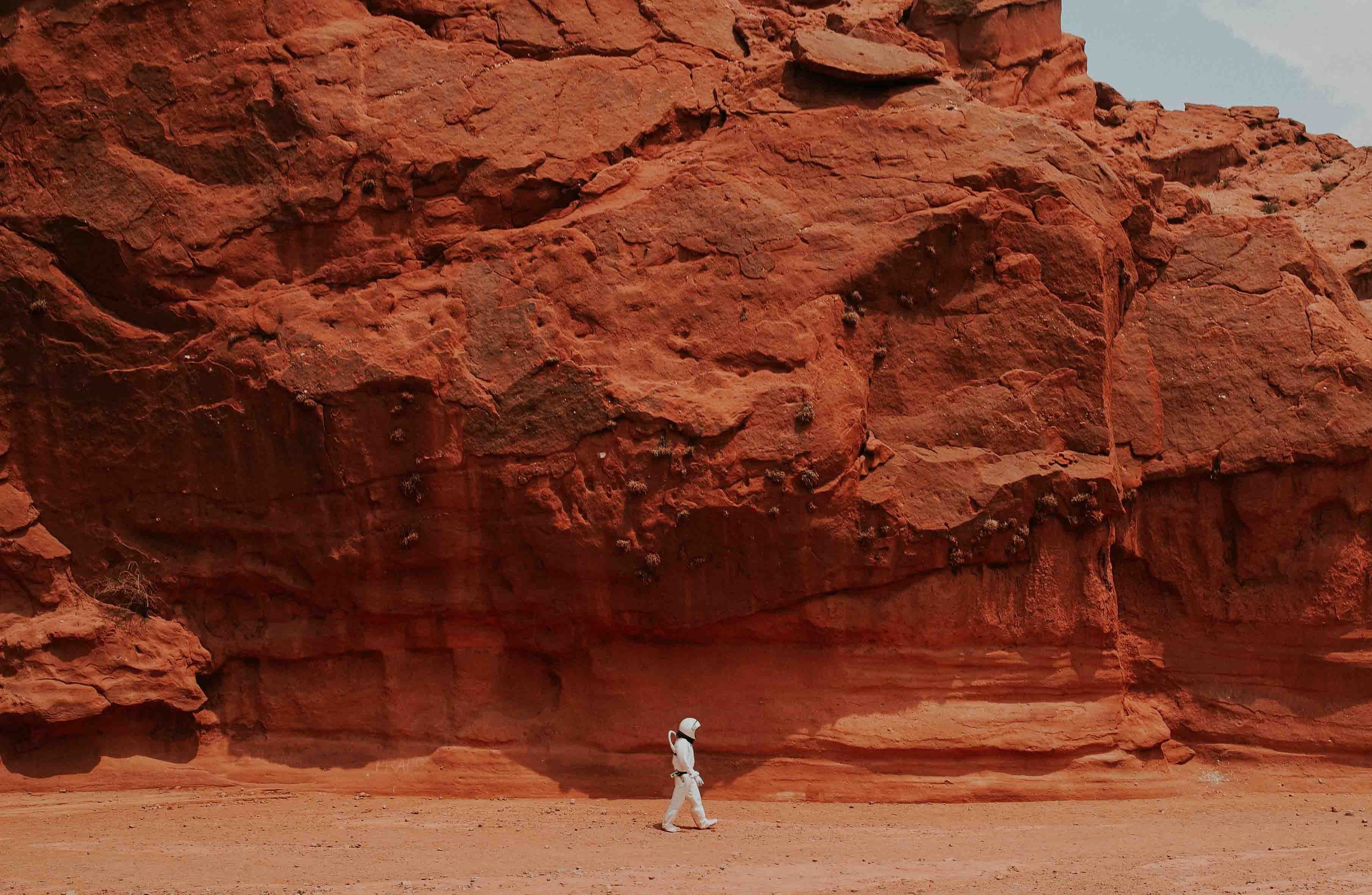 Astronaut walking on Mars