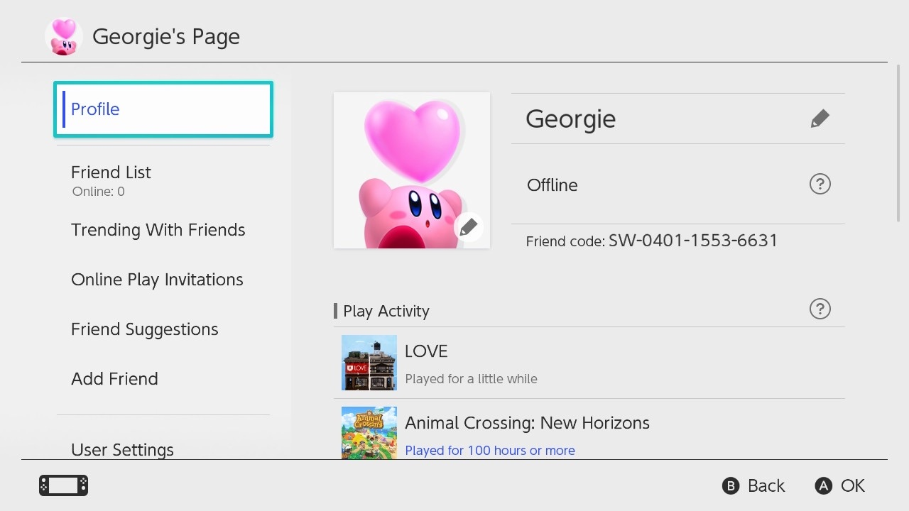 Nintendo account 2024 friend code