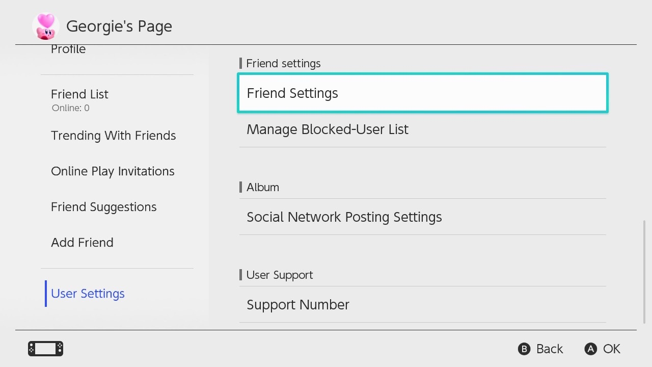 friend settings switch