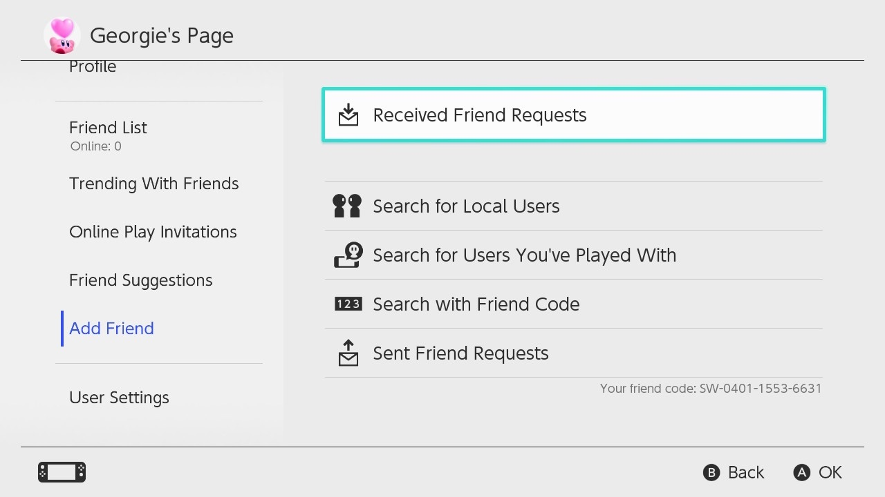 check received friend requests switch