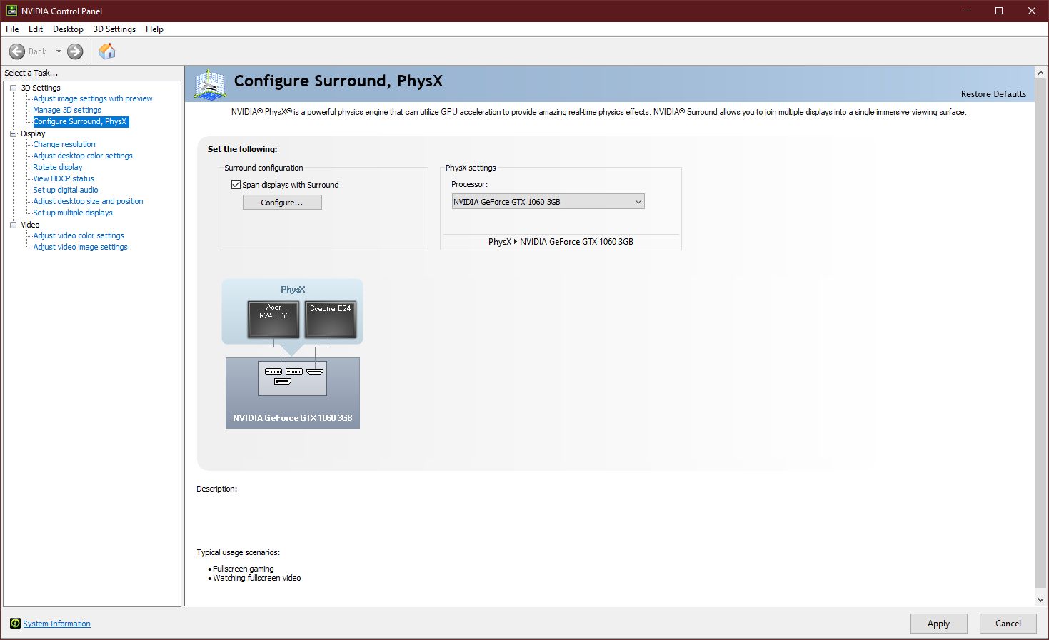 NVIDIA Surround Settings