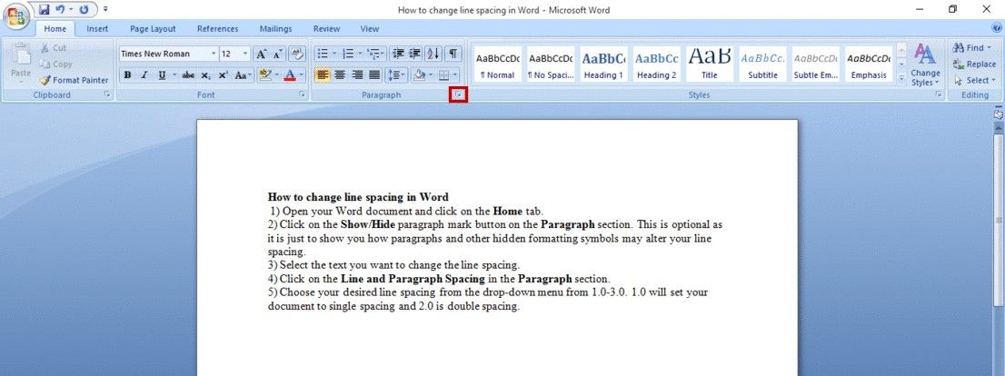 paragraph icon - Come modificare l’interlinea in Word