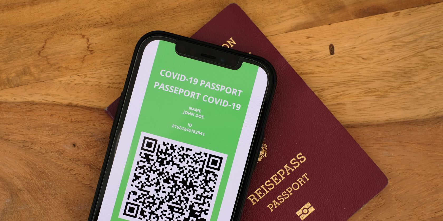 Photo of a passport and QR code