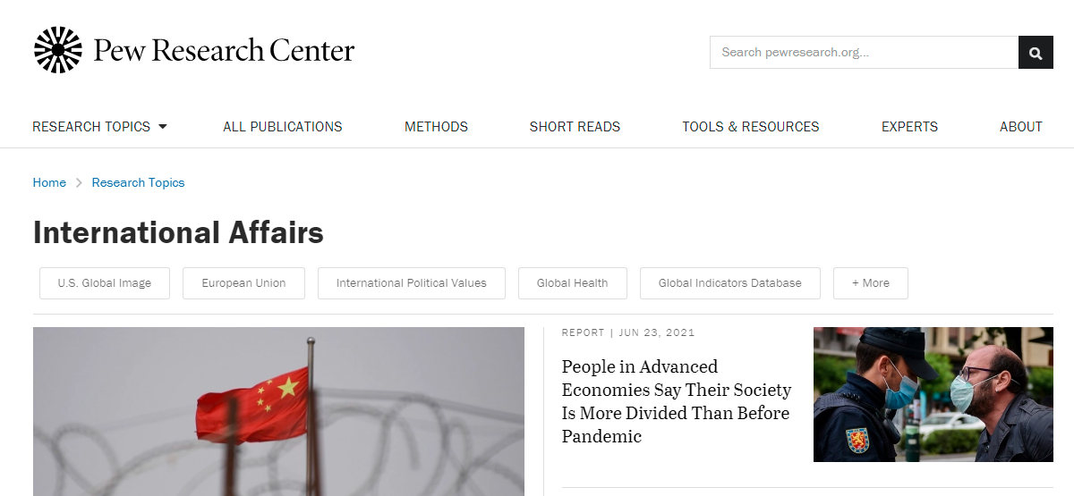 pew research website screenshot