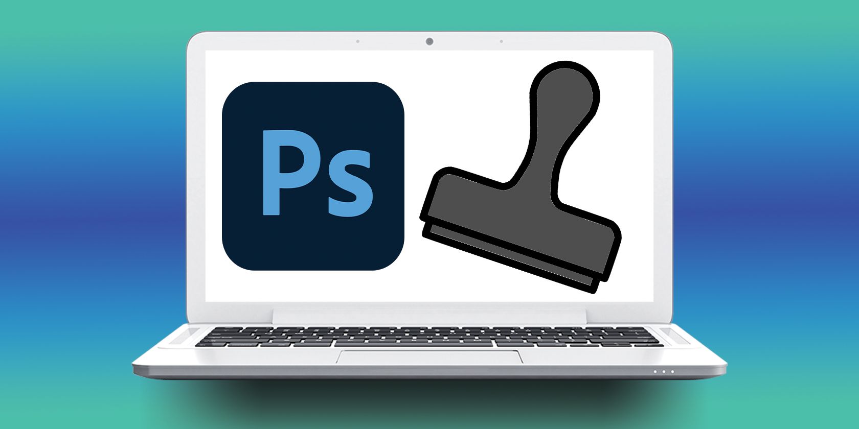 logo photoshop và công cụ đóng dấu nhân bản trên máy tính xách tay