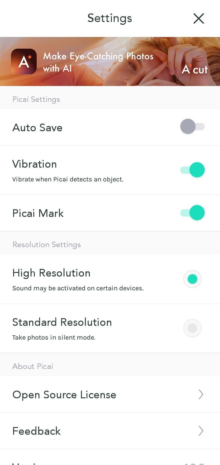settings on picai app