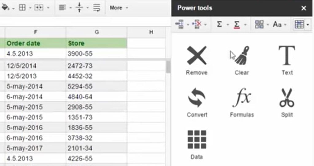 Power Tools app in Google Sheet