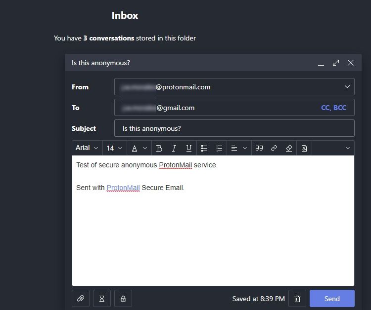 proton mail send anonymous email