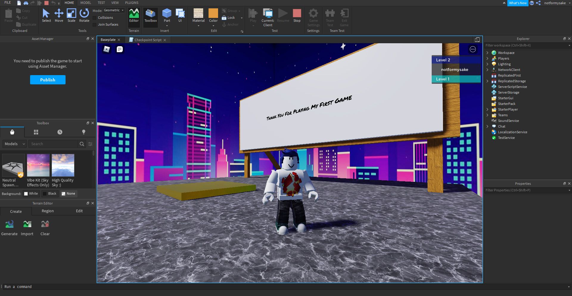 Roblox Studio Level With Sign