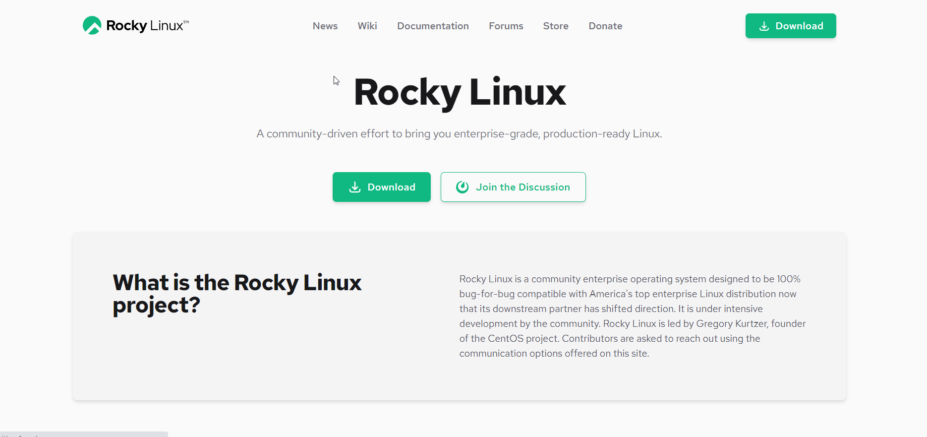 Rocky Linux homepage