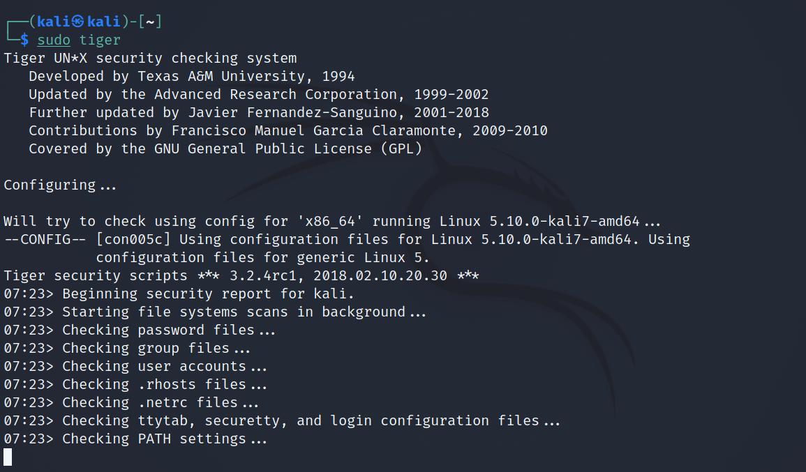 running tiger on kali - I 10 migliori strumenti per scansionare il tuo server Linux alla ricerca di malware e difetti di sicurezza