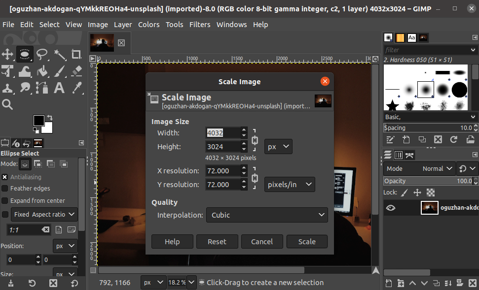 scaling images with gimp