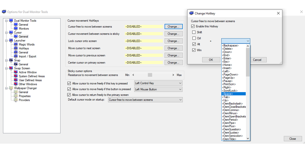 Dual Monitor Tools cursor settings