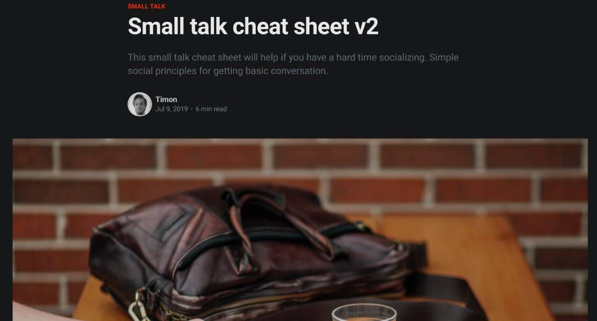 Techlecticism's Cheat Sheet for Small Talk is loved by Reddit and most of the internet