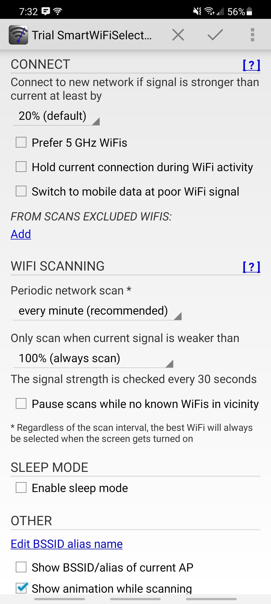 smart wifi selector app more settings