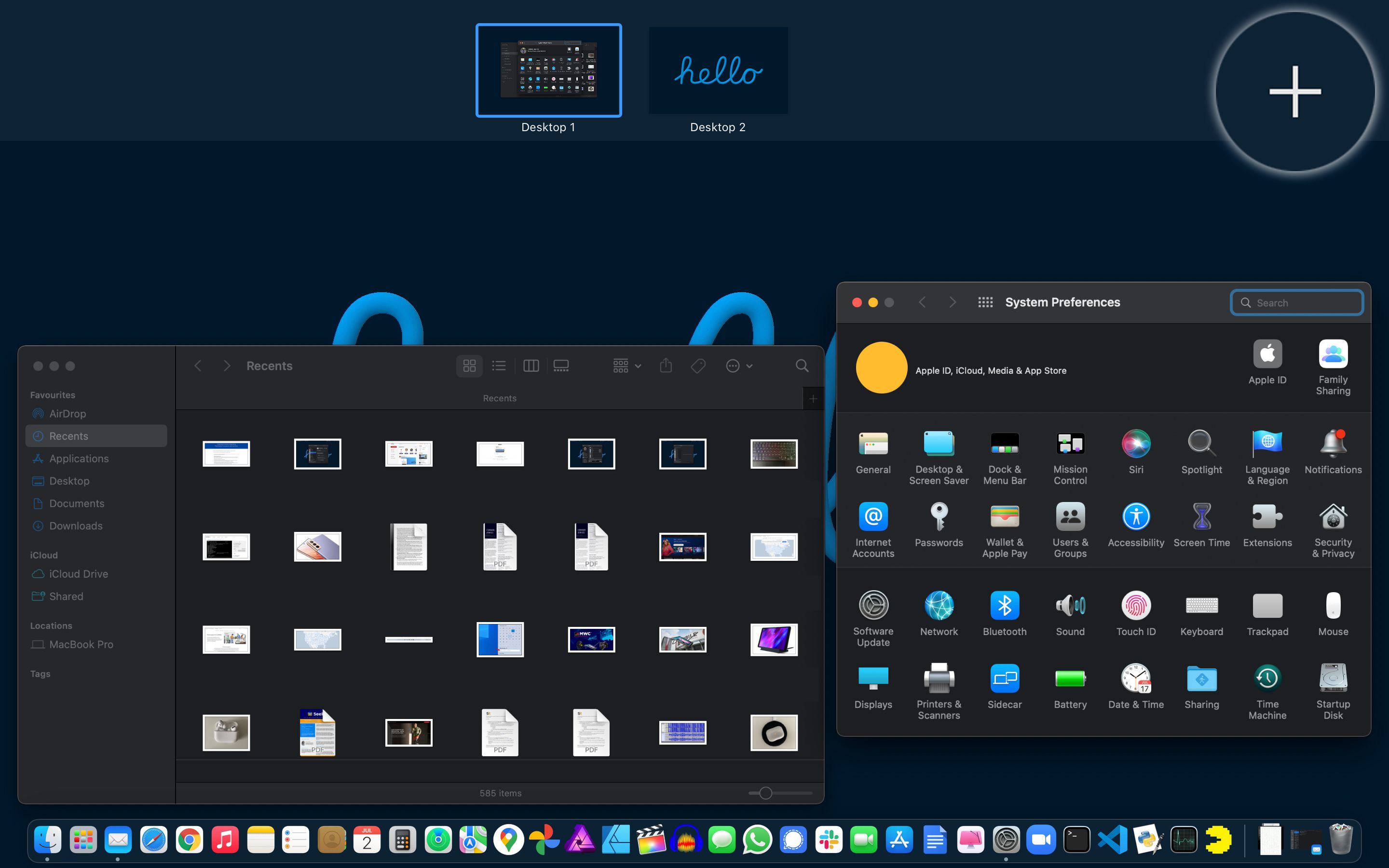 Spaces in Mission Control on Mac OS