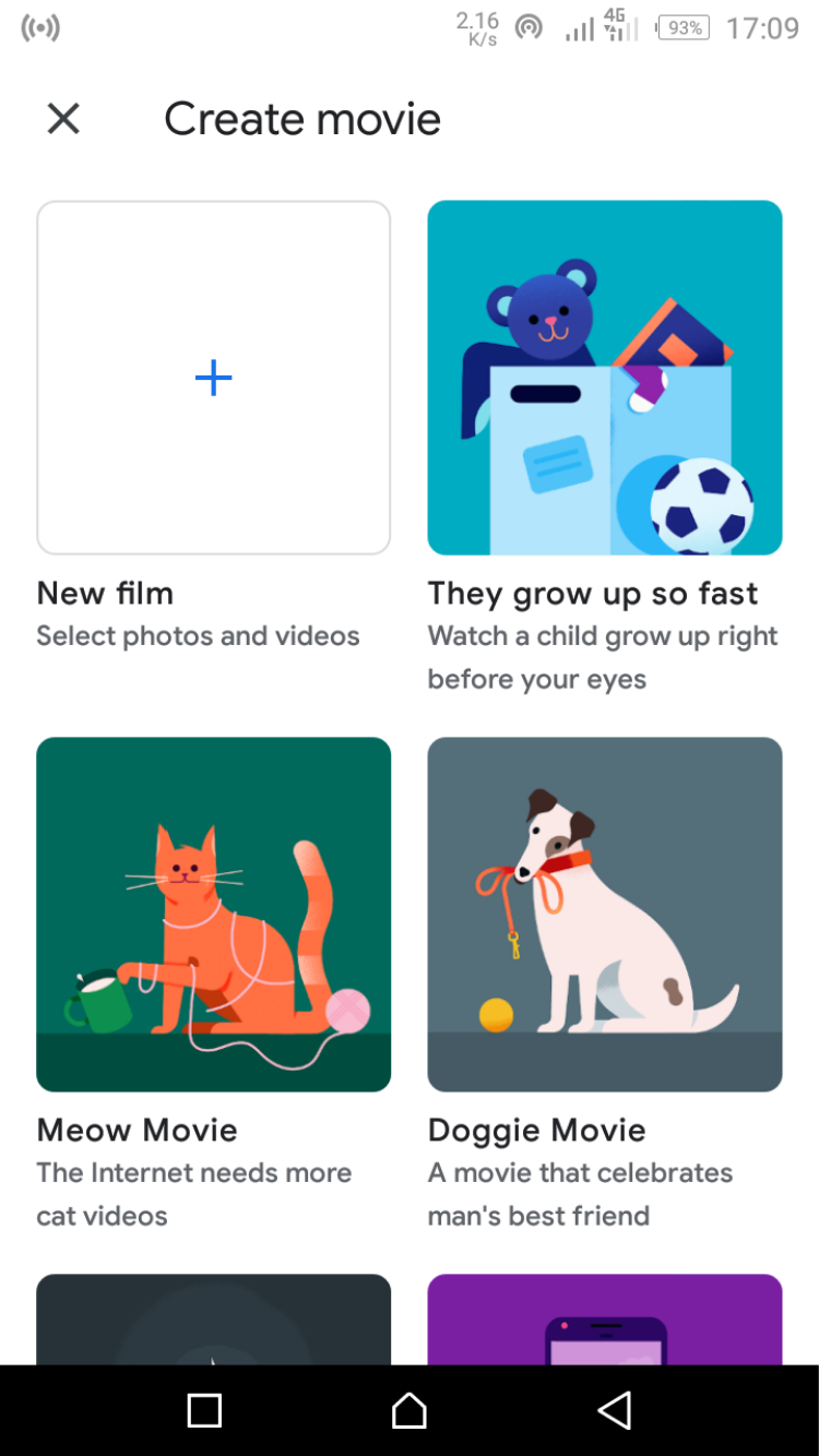 Create movie in Google Photos