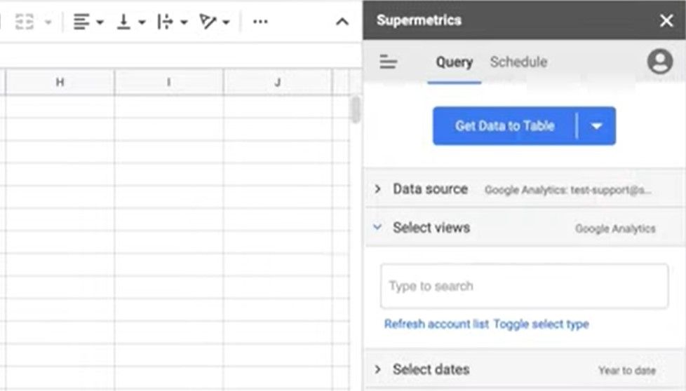 Supermetrics in Google Sheet