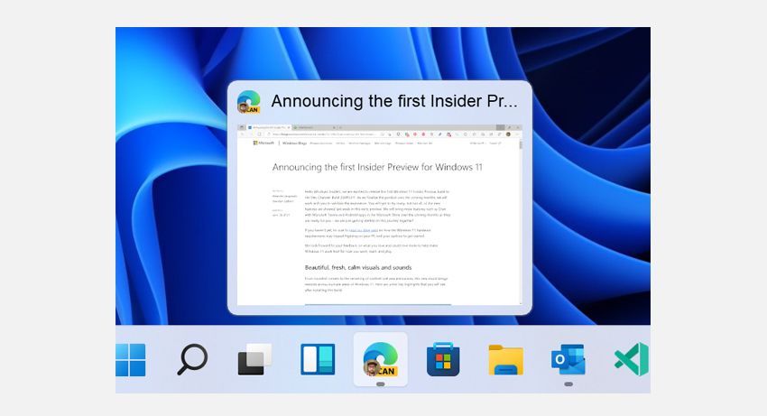 taskbar preview win11 - Microsoft lancia gli straordinari menu contestuali di Windows 11