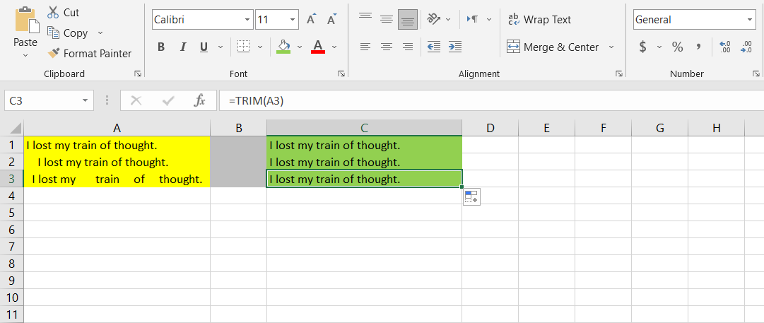 Trim Excel Result 