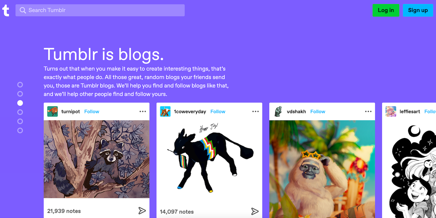 tumblr - Le 6 migliori piattaforme di blog gratuite
