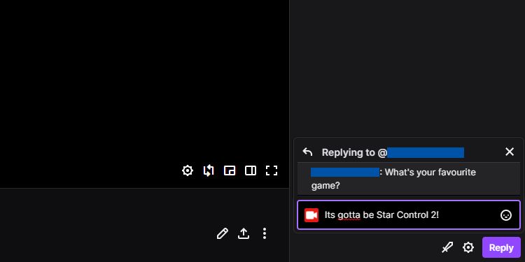 Sending a reply on Twitch