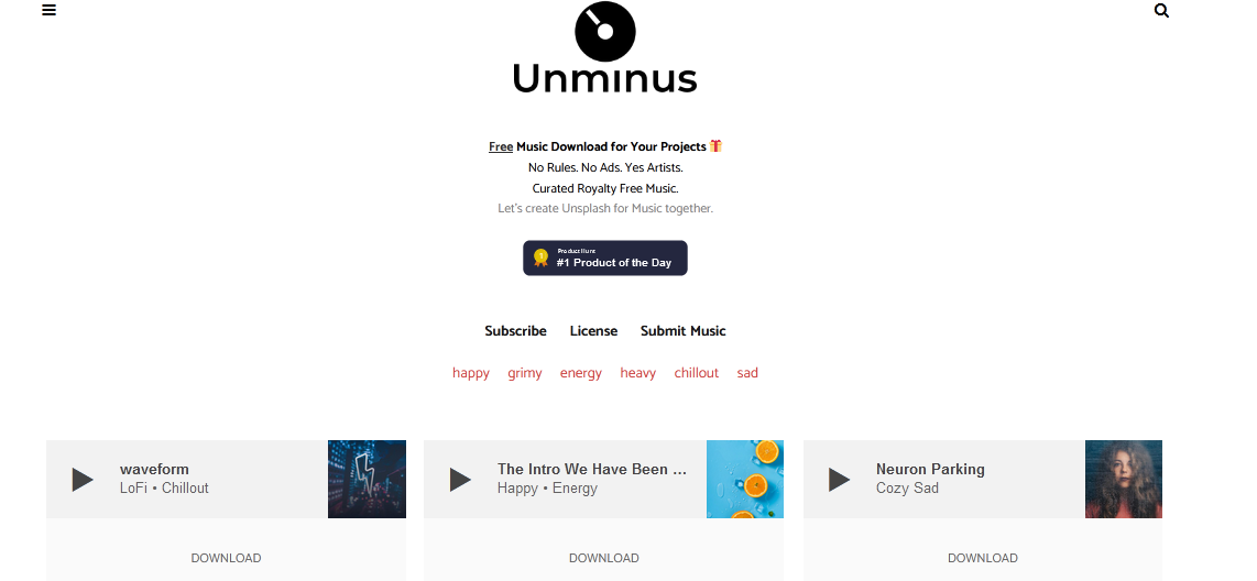 Unminus website page