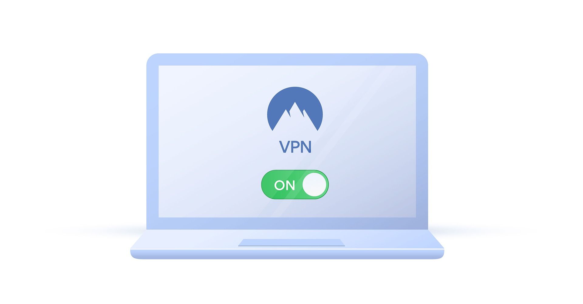 picture of VPN logo switched on and showing on a laptop screen